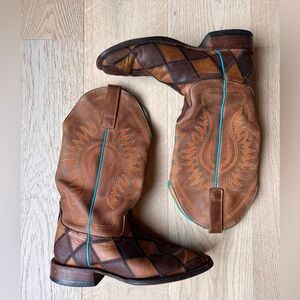 Anderson Bean Men's Horse Power Crazy Train Brown Patchwork Cowboy Boots